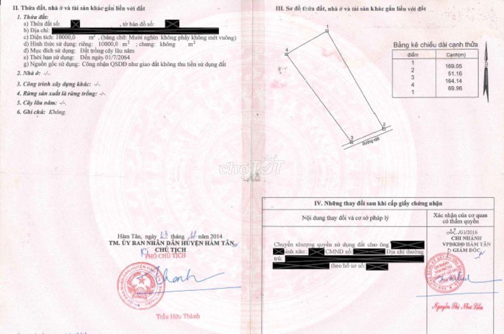 Đất Hàm Tân Bình Thuận 10,000 m2
