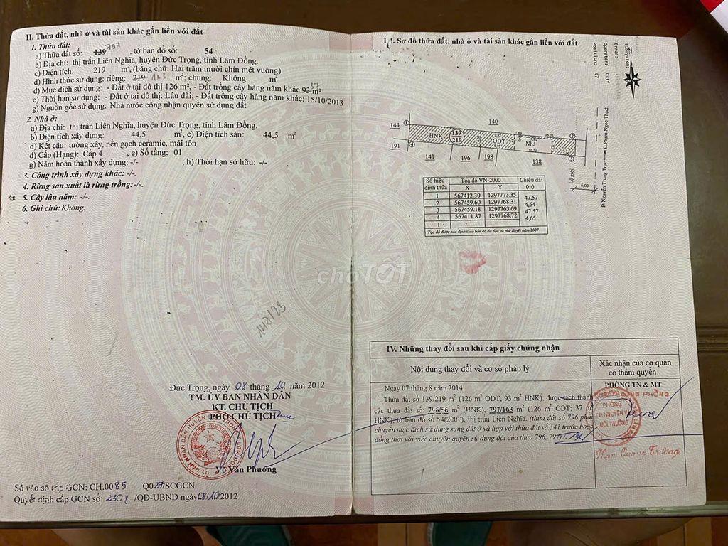 BÁN NHÀ MẶT TIỀN THỊ TRẤN LIÊN NGHĨA KHU HÀNH CHÍNH MỚI XÃ ĐỨC TRỌNG
