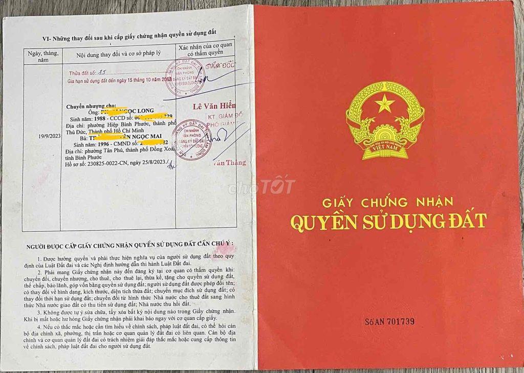Bán lô đất mặt tiền đường Liên xã ( đường 8 mét )