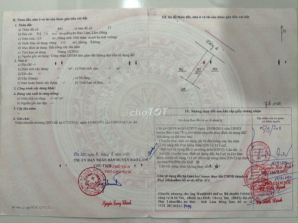 BÁN ĐẤT THỔ CƯ BẢO LÂM