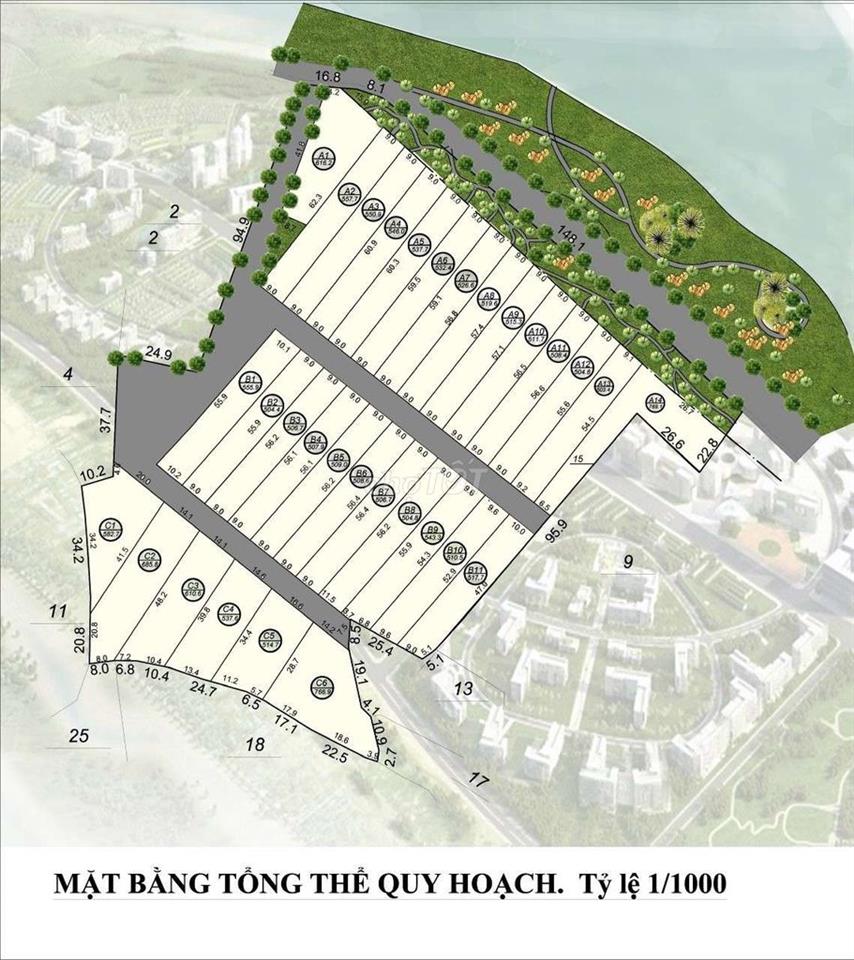 Bán nền Blambing đường đan xe oto 7c tới đất. vị trí đối đối diện hồ.