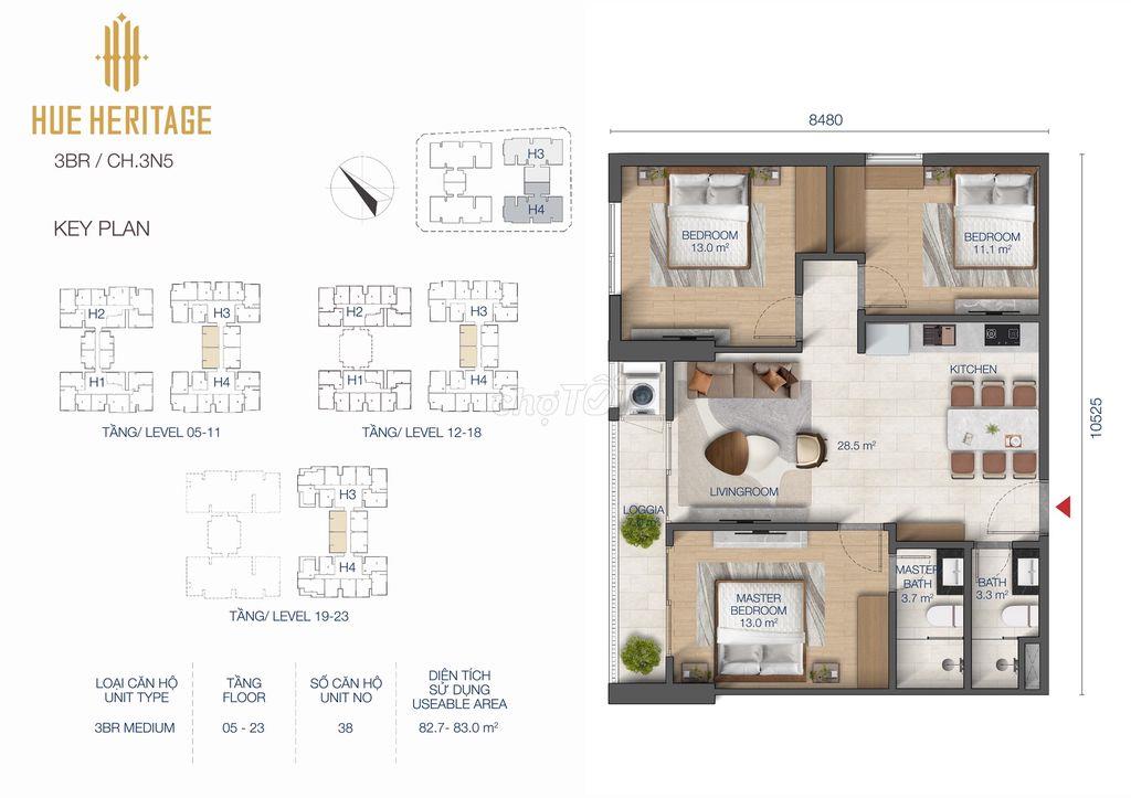 *** 1 CĂN HỘ 3PN TẦNG 19, VIEW SÔNG HƯƠNG TRUNG TÂM NGÃ 6 HUẾ.
