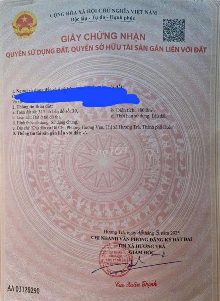 Đất Mặt Tiền Đường Quốc Lộ 1A, Khu Quy Hoạch Bố Chi