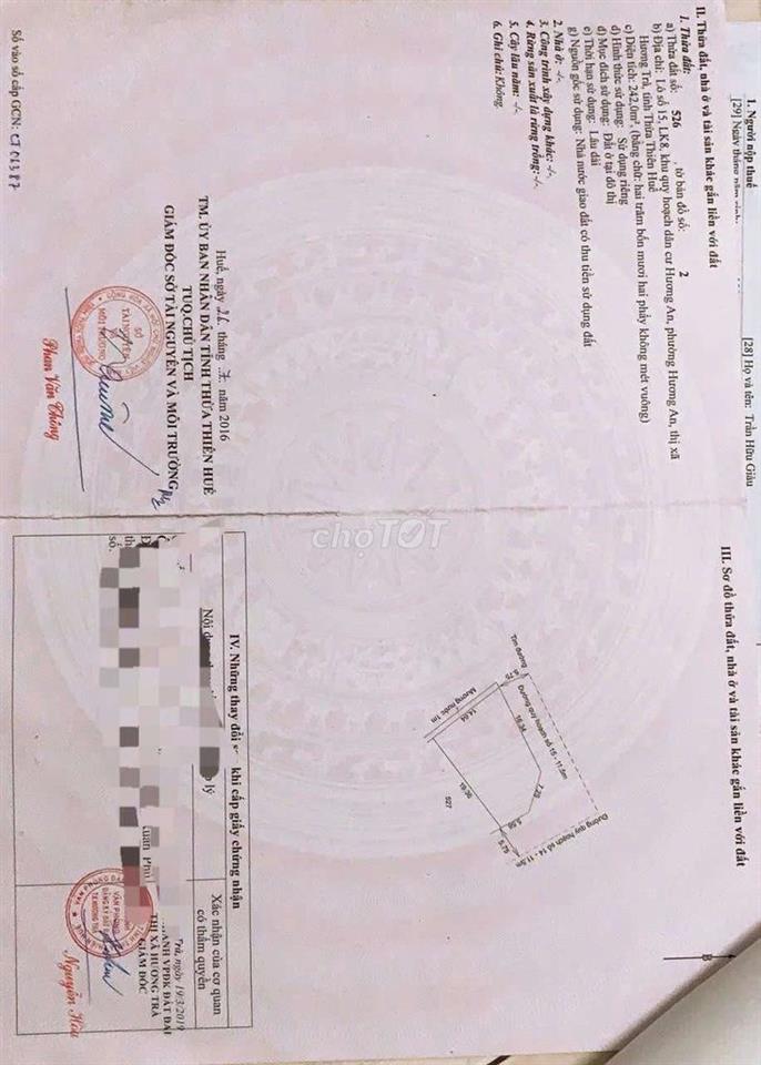 Đất Khu Quy Hoạch Hương An Ân Nam 2 Mặt Tiền 