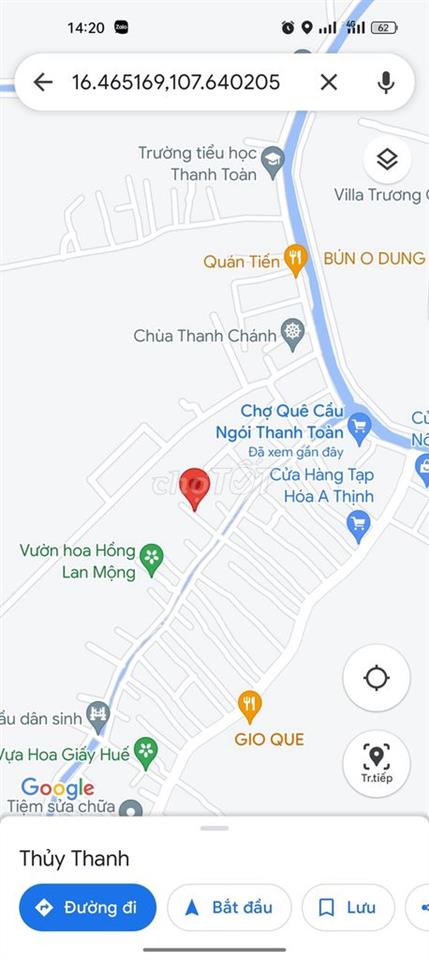 Bán đất Cách cầu Ngói Thanh Toàn 700m,  đối diện UBND Thuỷ Thanh