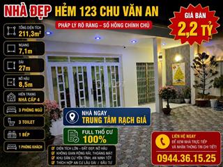 2,2 TỶ SỞ HỮU NHÀ CẤP 4 + ĐẤT 211,3M² – HẺM 123 CHU VĂN AN 