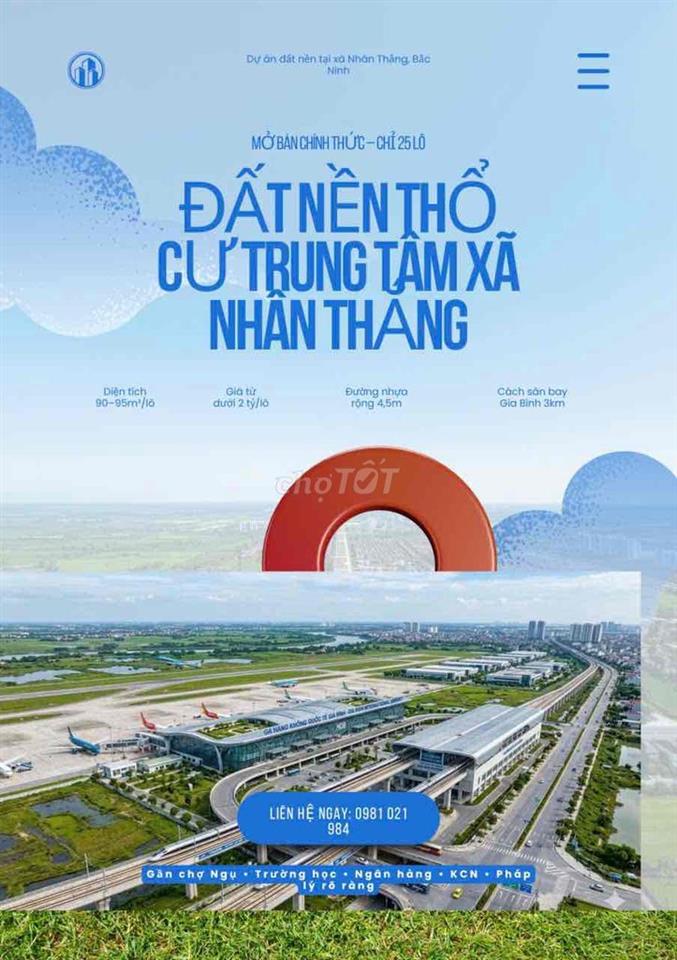 🆘 MỞ BÁN 25 LÔ ĐẤT NỀN THỔ CƯ TRUNG TÂM XÃ NHÂN THẮNG 🆘 🏡 Diện tích: 9
