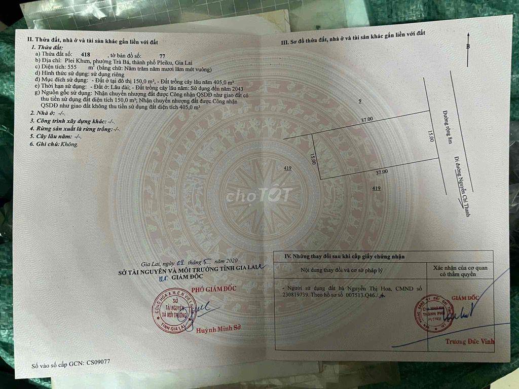 Chính chủ cần bán nhà ngang 15m dài 37m tại thành phố Pleiku