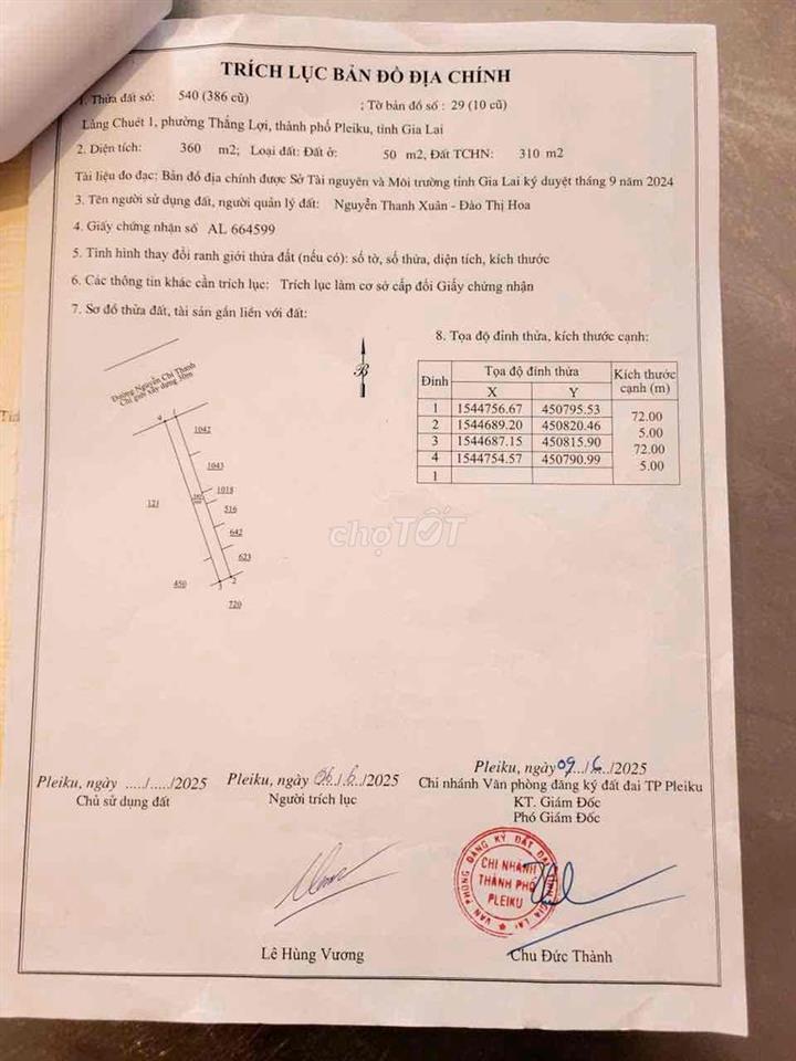 Bán đất mặt tiền Nguyễn chí thanh pleiku gia lai