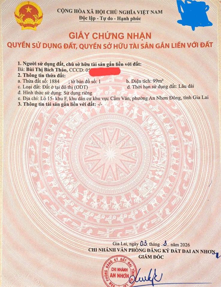 CHÍNH CHỦ BÁN ĐẤT KDC CẨM VĂN 99M2 NGANG 5,5M - MẶT TIỀN ĐƯỜNG 14M