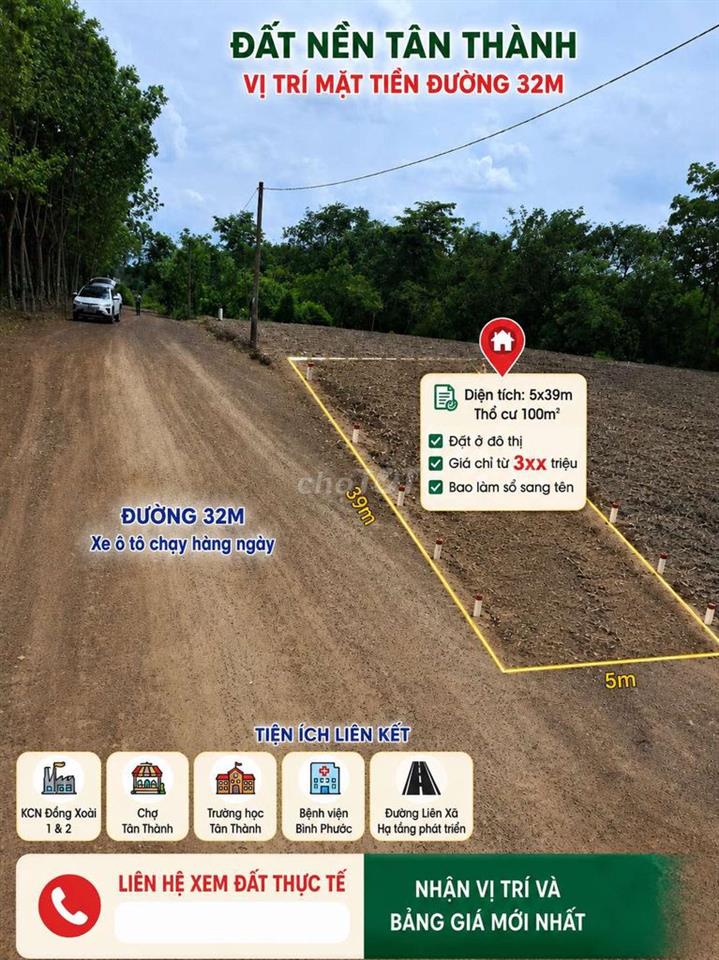 Bán đất nền mặt tiền khu phố 3 gần quốc lộ 14 phường Đồng xoài