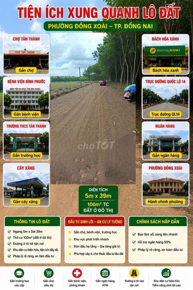 Bán đất nền mặt tiền khu phố 3 gần quốc lộ 14 phường Đồng xoài
