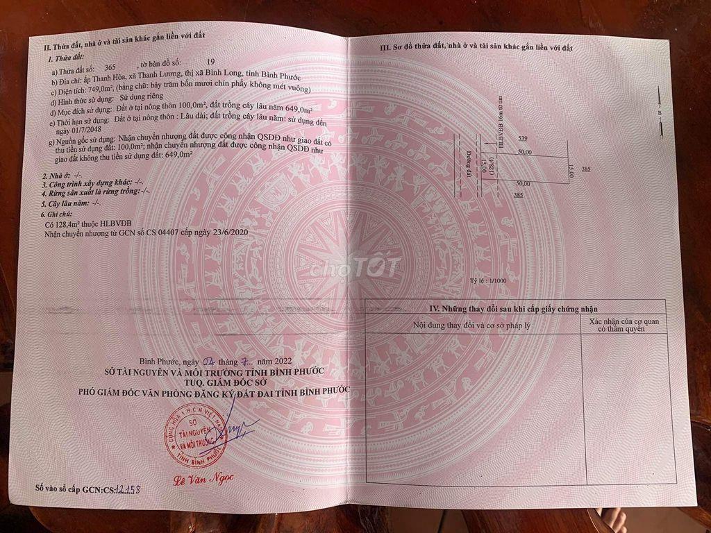 Chính chủ cần bán gấp nền đất QL13 Bình Long - Bình Phước