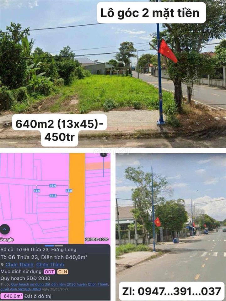 Bán đât 2 mặt tiền 640m2