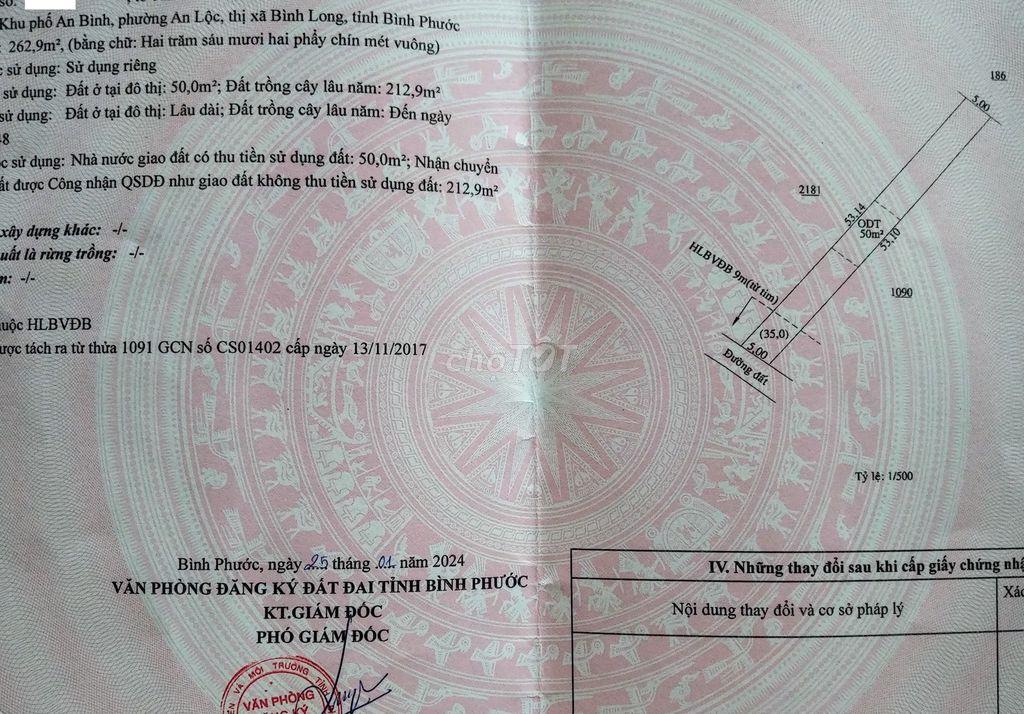 CHÍNH CHỦ BÁN ĐẤT THỔ CƯ TRUNG TÂM P.BÌNH LONG