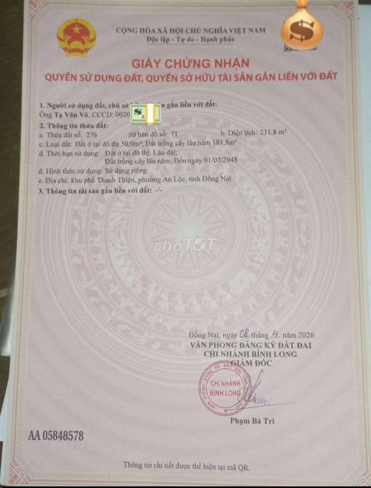 Chính chủ cần bán Đất