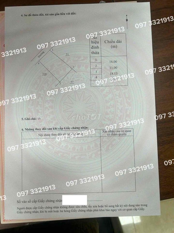 Chính chủ cần bán nhanh lô đất mặt đường, nở hậu, vị trí đẹp