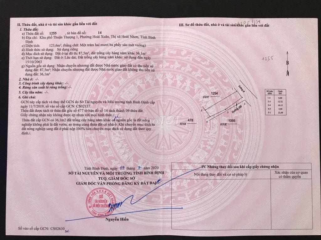 Đất ở gần chợ, bệnh viện Bồng Sơn
