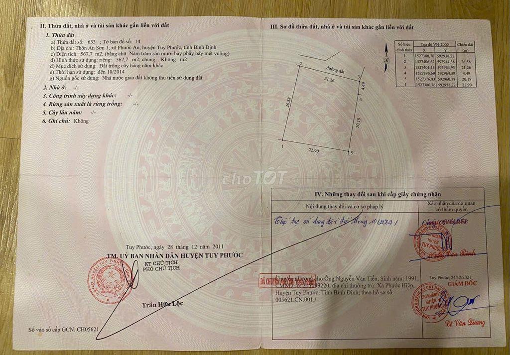 ĐẤT Diêu Trì Quy Nhơn mặt tiền 20m