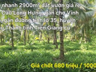 Bán 2900m² đất vườn giá rẻ gần đường tỉnh lộ 35 , gần cầu Long Hưng