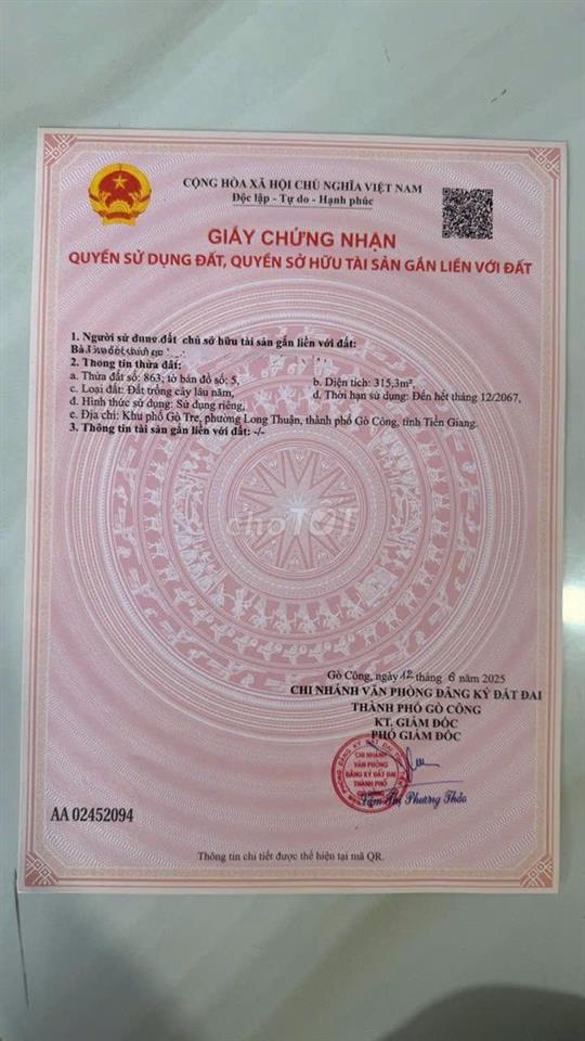 bán đất nền thị xã gò công