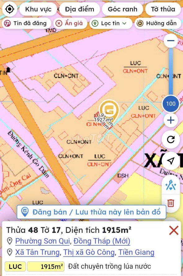Bán đất nông nghiệp tại phường Sơn Qui, TP Gò Công (Đồng Tháp mới)