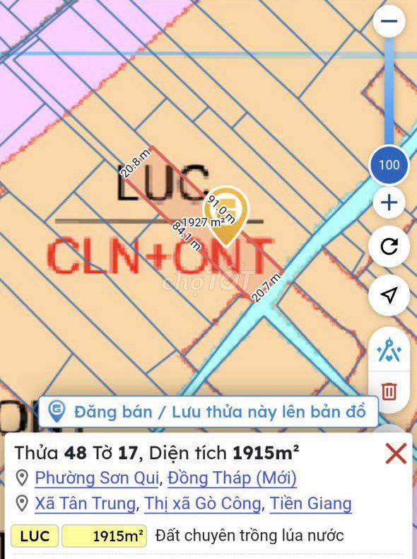 Bán đất nông nghiệp tại phường Sơn Qui, TP Gò Công (Đồng Tháp mới)