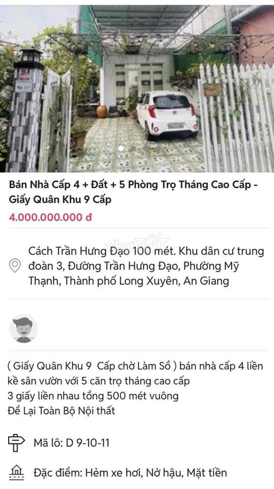 Bán nhà cấp 4 sân vườn- 5 phòng trọ tháng sạch đẹp