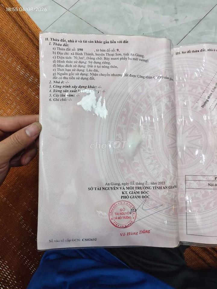 đất thổ cư thoại sơn