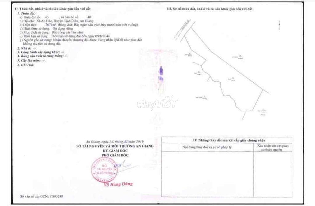 CẦN BÁN ĐẤT MẶT TIỀN ĐƯỜNG  XÃ NÚI CẤM– TỊNH BIÊN – AN GIANG