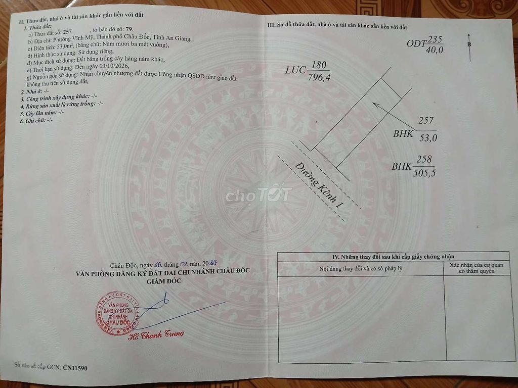 Bán nền Vĩnh Mỹ