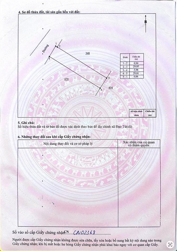 Bán đất tại Thôn Cõi, KCN Tam Dương 1, Phú Thọ, 180m2, mặt tiền 6m.