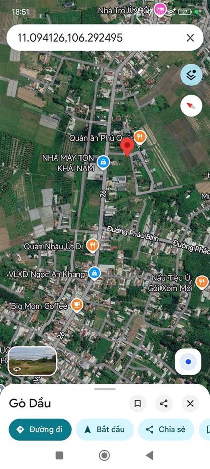 Đất Thổ Cư Đường Bê Tông 6m Phường Gò Dầu Tây Ninh