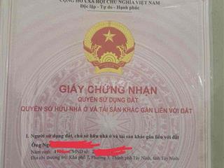 Bán đất Thổ Cư Lớn tại Trung Tâm Tp Tây Ninh củ