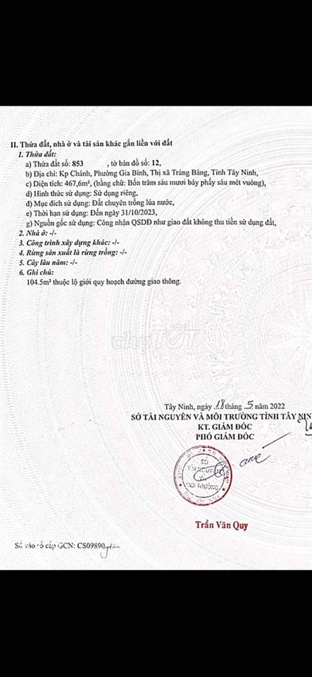 Đất mặt tiền quốc lộ 22 Trảng Bàng Gò Dầu