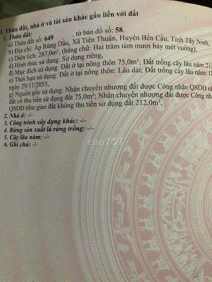 Đất Tây Ninh giá rẻ chính chủ, thích hợp làm nhà vườn