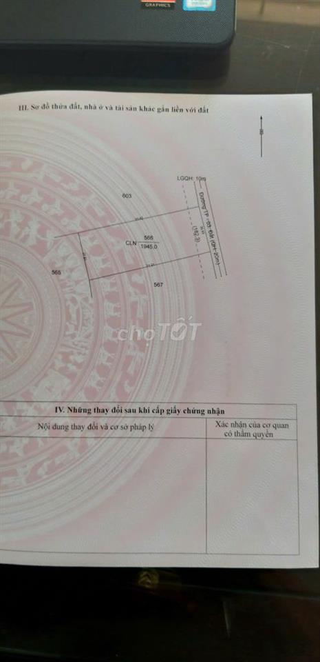  CHÍNH CHỦ CẦN BÁN GẤP ĐẤT 1945m2 HẺM THÔNG NỜ HẬU