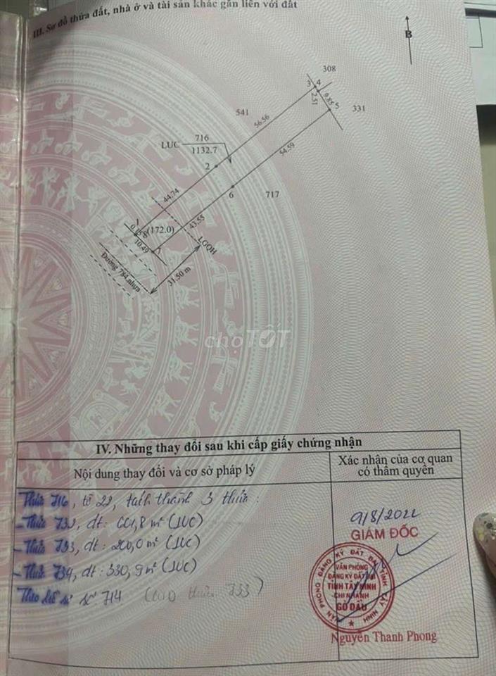 Đất mặt tiền ĐT784 cách ngã ba Bàu Đồn 500m