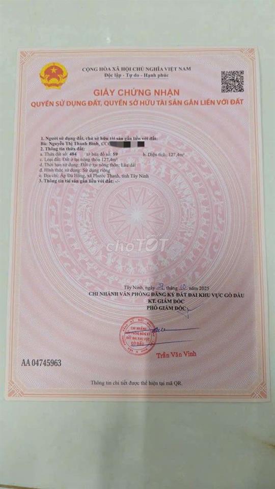 Bán đất full thổ cư 1,3 tỷ