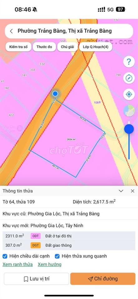 Nhượng một phần Đất đã QH full Thổ cư