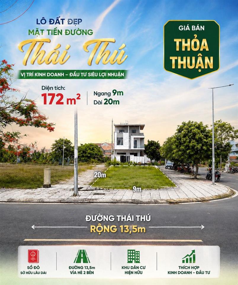 Lô góc cuối cùng đối diện công viên cây xanh có giá chỉ từ 14 triệu/m2