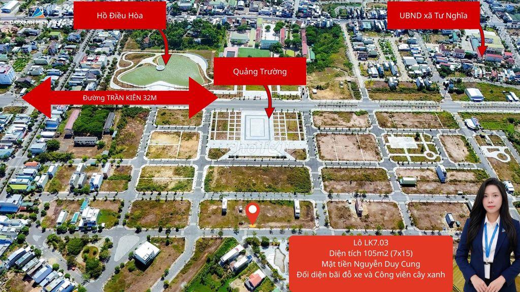 Bán đất Quảng Ngãi-Mặt tiền 7m-Đối diện công viên-Bãi đổ xe