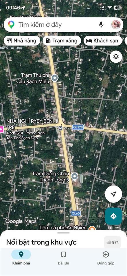 BÁN ĐẤT MẶT TIỀN QL57B 18 tỷ– BẾN TRE | GẦN TRẠM THU PHÍ CẦU RẠCH MIỄU