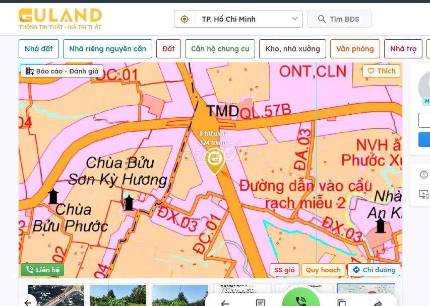 BÁN ĐẤT GẦN CHÂN CẦU RẠCH MIỄU 2 – MẶT ĐƯỜNG LỚN 1620 m²