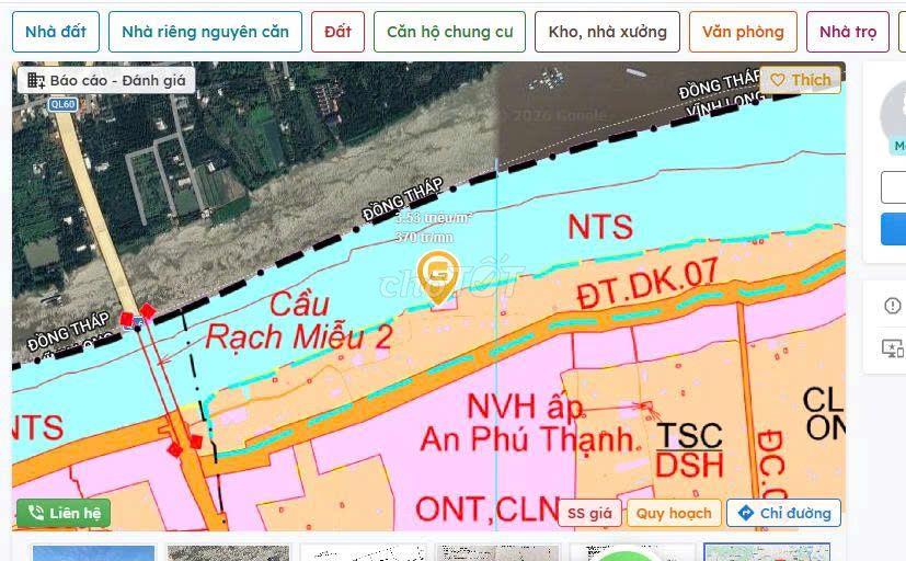 BÁN ĐẤT GẦN CẦU RẠCH MIỄU – VIEW SÔNG TIỀN - đẹp