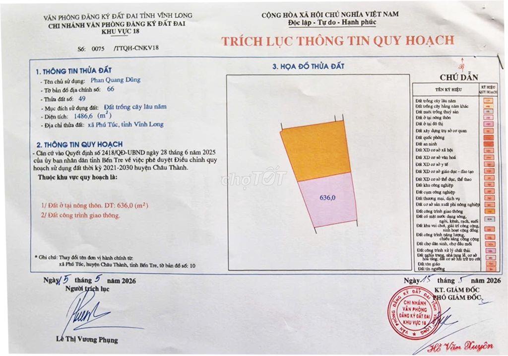 BÁN ĐẤT MẶT TIỀN GẦN CẦU RẠCH MIỄU – BẾN TRE