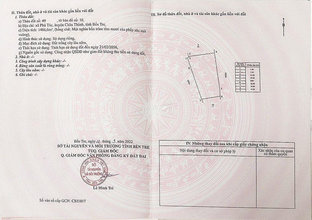 BÁN ĐẤT MẶT TIỀN GẦN CẦU RẠCH MIỄU – BẾN TRE