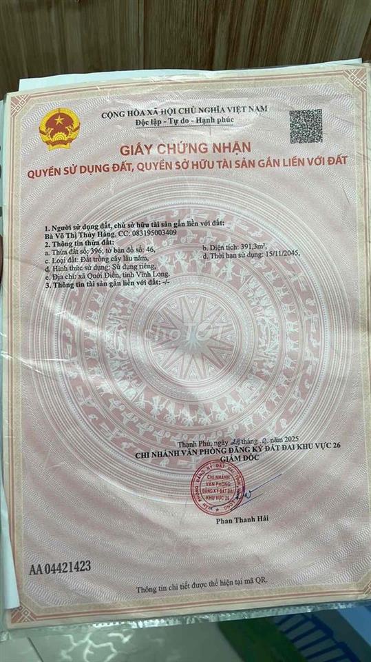 Đất mặt tiền QL 57