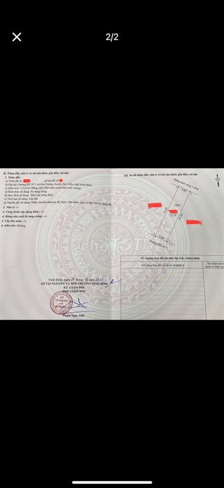 CẦN BÁN ĐẤT MẶT ĐƯỜNG 477B – XÃ GIA VIỄN, TỈNH NINH BÌNH