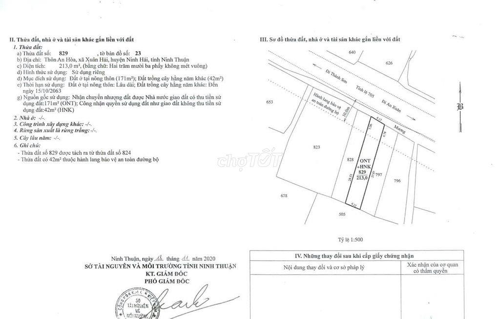 Cần bán lô đất thổ cư 213m2 giá 1ty650